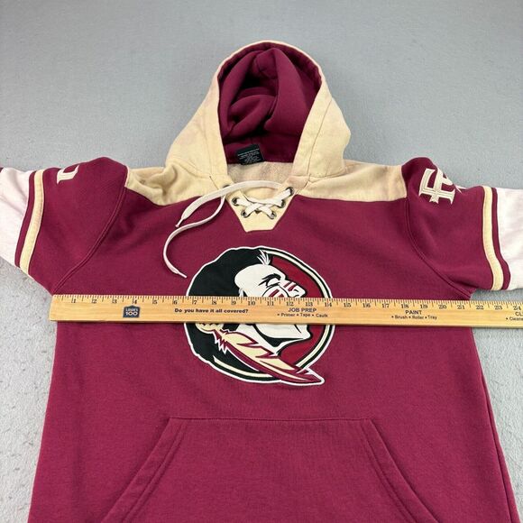 Florida State Seminoles Hoodie Mens Medium Red Pullover Embroidered Sweatshirt - Picture 6 of 11